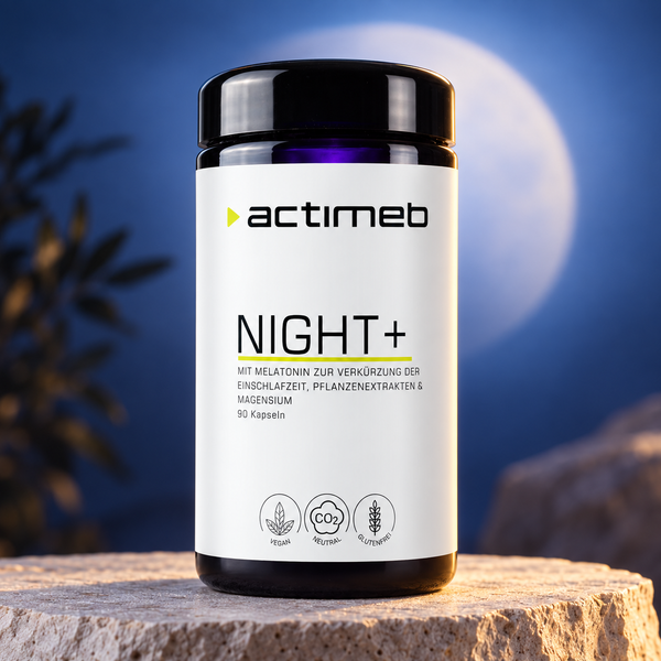 actimeb NIGHT+ | Melatonin & Pflanzenextrakte | 90 Kapseln