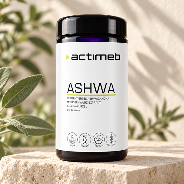 actimeb ASHWA | Ashwagandha mit Rosenwurz & Taigawurzel | 90 Kapseln